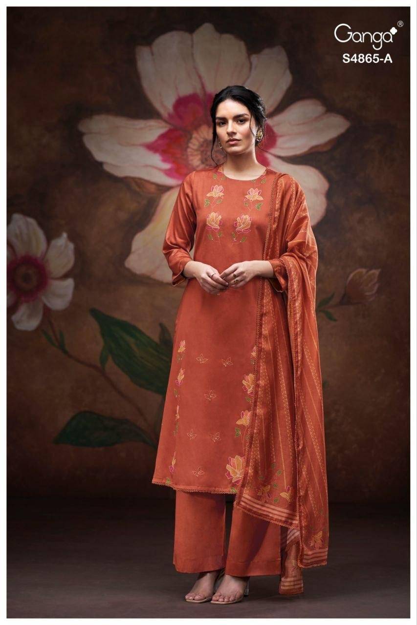 PRATIKA 4865 By GANGA Fashion 4865 A TO 4865 D Beautiful Festive Suits Stylish Colorful Fancy Casual Wear & Ethnic Wear PREMIUM COTTON Dresses At Wholesale Price